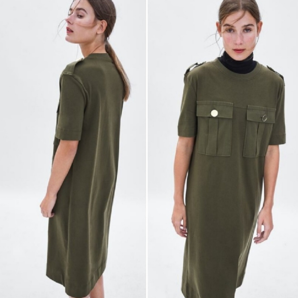 Zara Olive Green Midi Dress